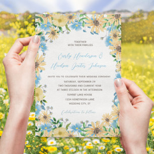 Invitation Élégance Ensoleillée Mariage Fleurie Aquarelle Cie