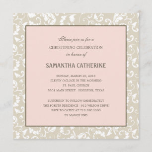 Invitation Élégance florale Baptême/Invitation Christening
