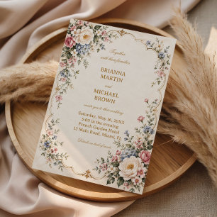 Invitation Élégance Florale de Jardin Anglais Vintage