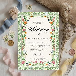 Invitation Élégance florale de mariage bordure botanique vint