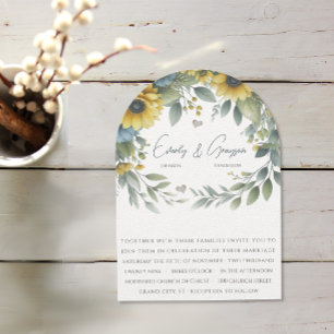 Invitation Élégance florale jaune et bleu aquarelle pour mari