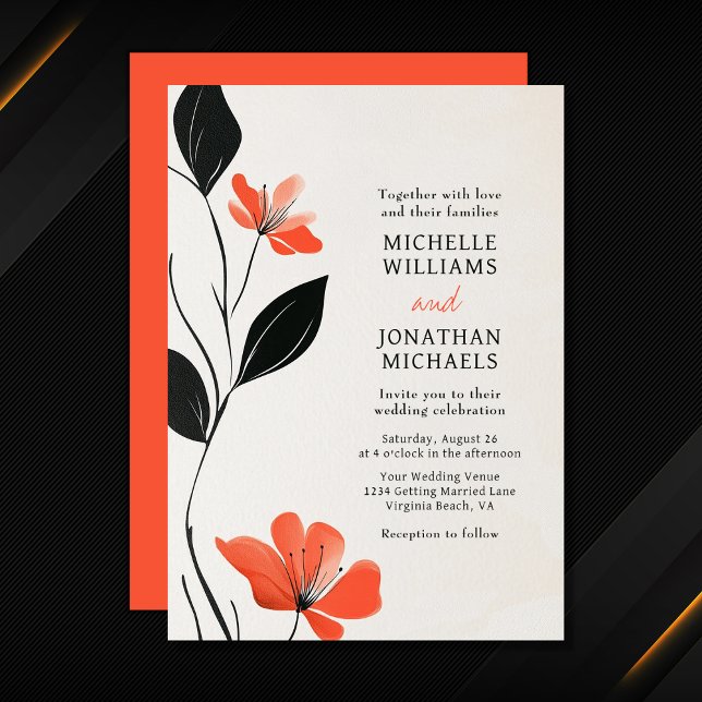 Invitation Élégance florale moderne avec Mariage de fleurs au (Modern Floral Elegance with Bold Blooms Wedding Invitation)