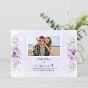 Invitation Élégance Florale Violette Mariage Enregistrer la D