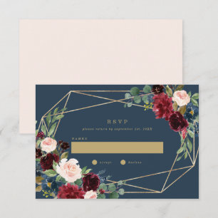 Invitation Élégance géométrique de mariage automnal RSVP
