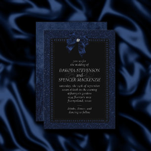 Invitation Élégance gothique   Cobalt Blue Bow Mariage