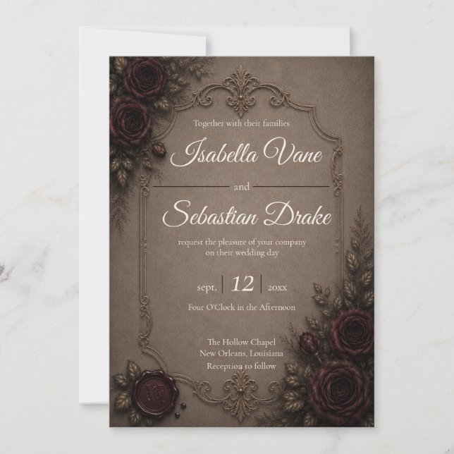 Invitation Élégance gothique de mariage  (Devant)