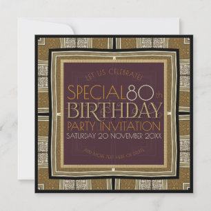 Invitation Elégance intemporelle Gold Déco 80e anniversaire C