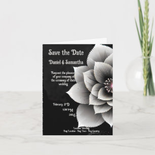 Invitation Élégance intemporelle : Mariage en fleurs noir et 