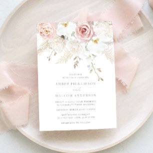 Invitation Elégance magnifique : Blush & White Floral Mariage