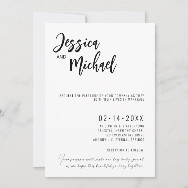 Invitation 💍 Élégance minimaliste de mariage  (Devant)
