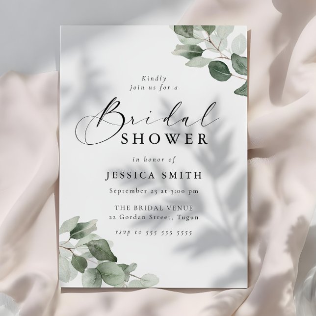 Invitation Élégance Moderne Fleurs Vertes pour une Baby Showe (Créateur téléchargé)