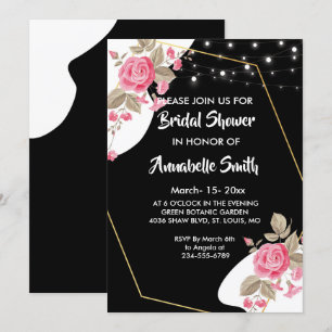 Invitation Elégance moderne Rose Flore string liBridal Douche