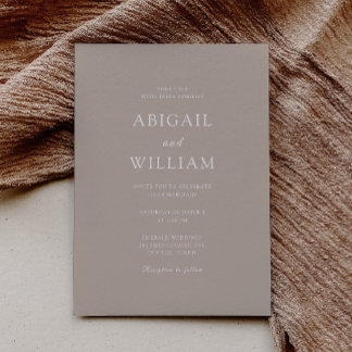 Invitation Élégance Moderne Simple Mariage Taupe Pâle