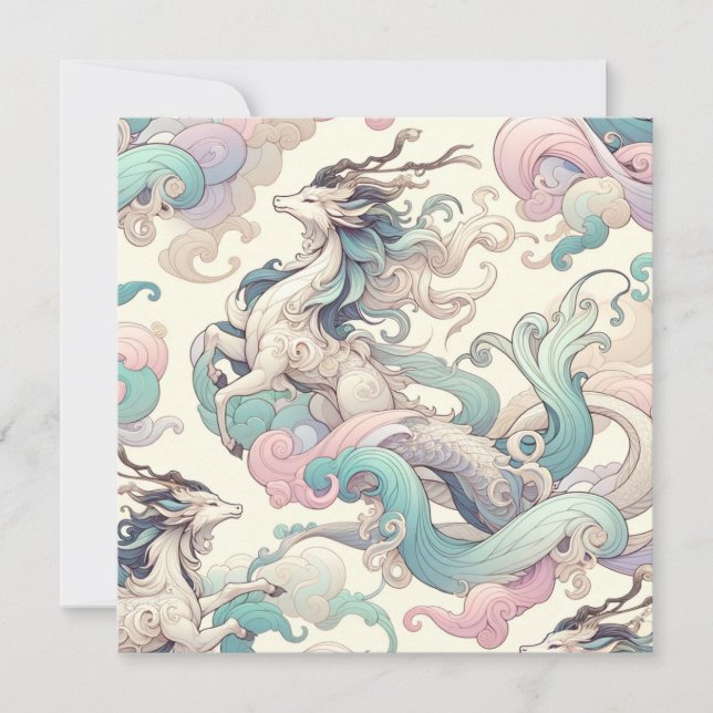 Invitation Élégance mystique : Pastel Kirin Whispers (Devant)