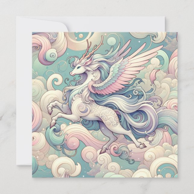 Invitation Élégance mystique : Pastel Kirin Whispers (Devant)