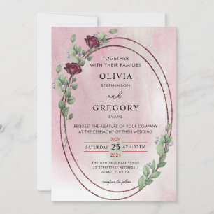 Invitation Elegance Pastel Rustic Rose & Mariage Eucalyptus