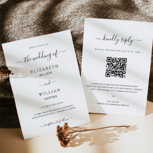 Invitation Elegance QR Code RSVP Calligraphy Script Mariage