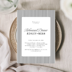 Invitation Élégance rayée noire Dîner de répétition chic