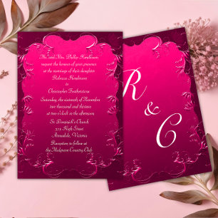 Invitation Élégance romantique Mariage rose Vintage