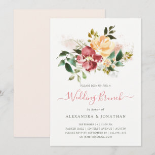 Invitation Élégance rustique   Aquarelle Mariage Floral Brunc