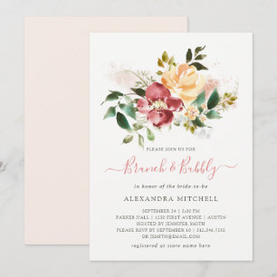 Invitation Élégance rustique   Brunch floral et bulle