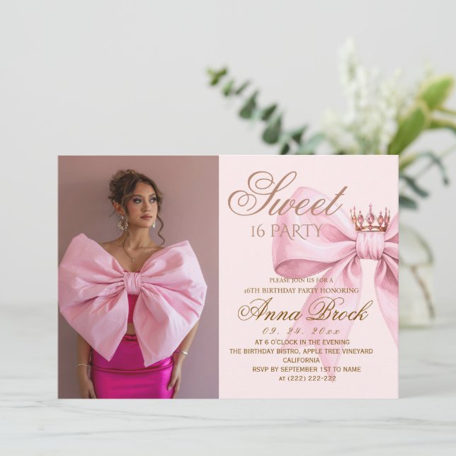 Invitation Elegance Sweet 16 Photo Birthday Party (Debout devant)