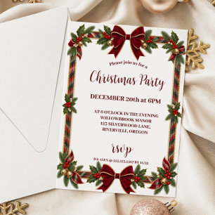 Invitation Élégance Tartan de Noël à Carreaux Classique