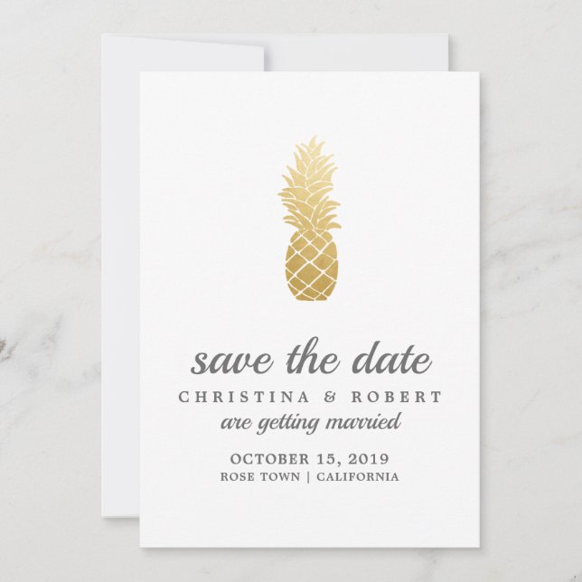 Invitation Élégance Tropicale | Ananas Save The Date (Devant)