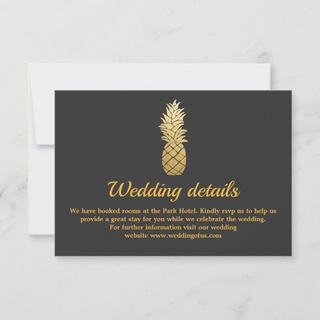 Invitation Élégance tropicale | Détails du Mariage ananas (Devant)