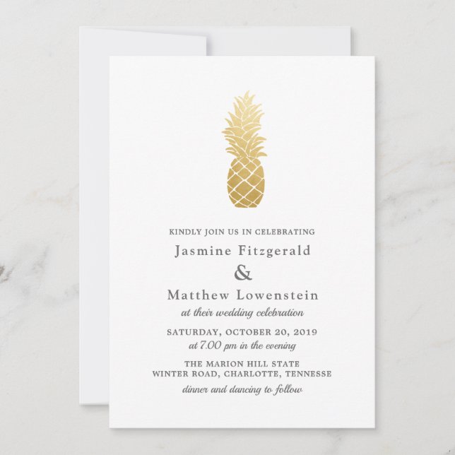 Invitation Élégance tropicale | Mariage ananas (Devant)
