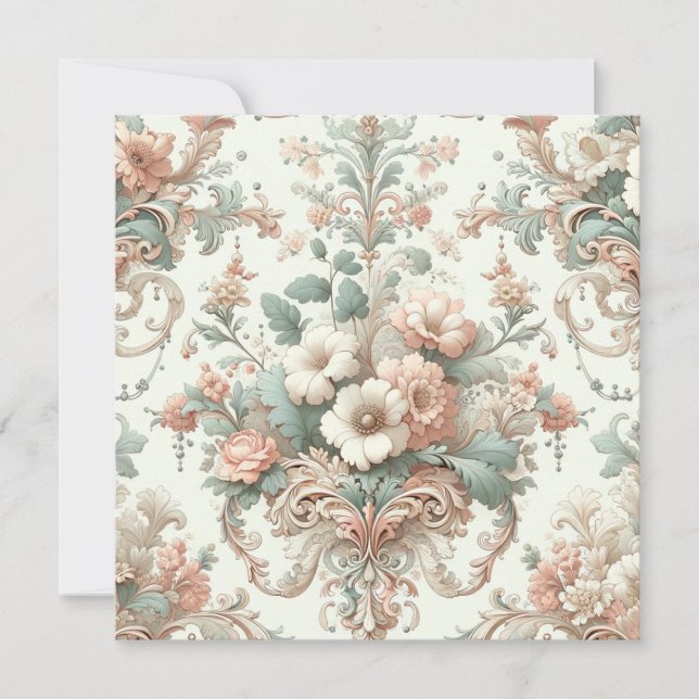 Invitation Élégance victorienne : Motifs pastel doux (Devant)