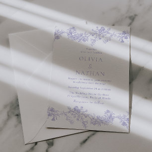 Invitation Élégance Vintage : Mariage Floral Lilas