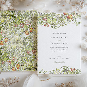 Invitation Élégance Vintage Mariage Floral William Morris