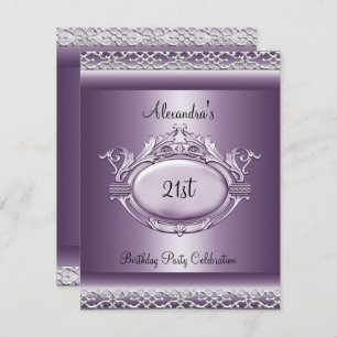 Invitation Élégant 21e anniversaire fête satin mauve mauve vi