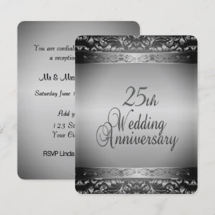 Invitation Élégant 25e anniversaire de Mariage