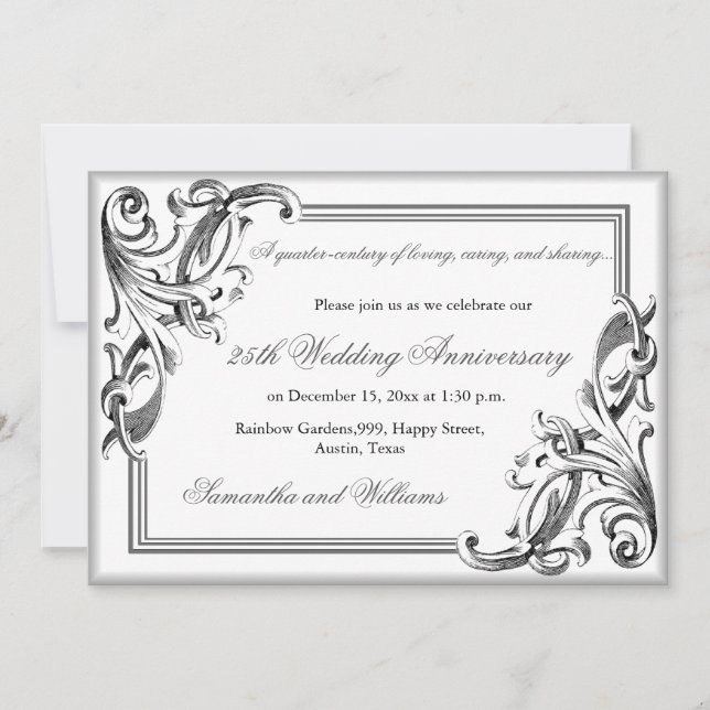 Invitation Elegant 25th Silver Wedding Anniversary Photo  (Devant)