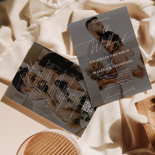 Invitation Élégant 2 photo Budget Code QR Mariage