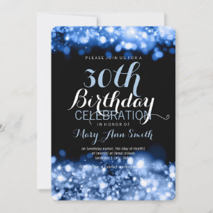 Invitation Élégant 30e anniversaire de fête Blue éclat