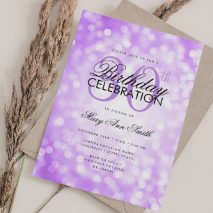 Invitation Elégant 30e anniversaire Glam violet Shimmer Lumiè