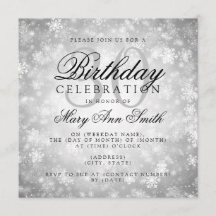 Invitation Elégant 30e anniversaire Silver Winter Wonderland