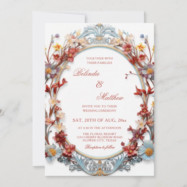 Invitation  Elegant 3D Victorian Floral Frame (Devant)