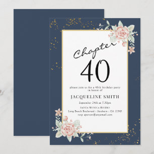 Invitation Élégant 40e anniversaire de florale