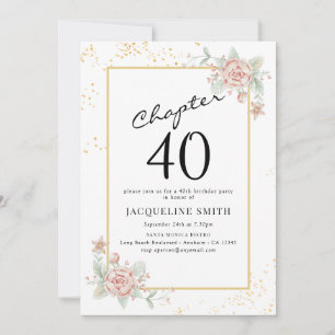 Invitation Élégant 40e anniversaire de florale