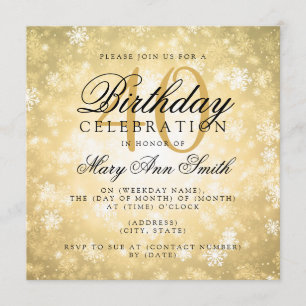 Invitation Elégant 40e anniversaire Gold Winter Wonderland