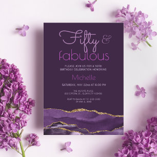 Invitation Élégant 50 et Fabuleux Agate Or Violet