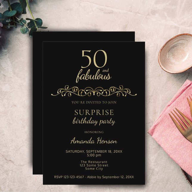 Invitation Elégant 50 et fabuleux ornement 50e anniversaire (Créateur téléchargé)