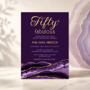 Invitation Elégant 50 et Incroyable 50e Anniversaire Agate Vi