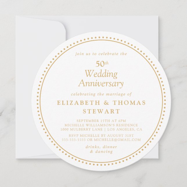 Invitation Élégant 50e anniversaire de Mariage (Devant)