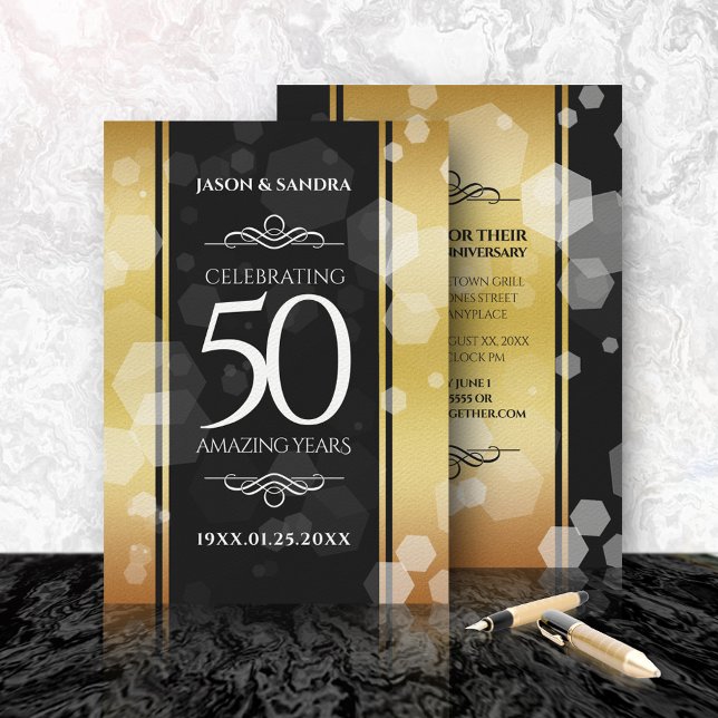 Invitation Élégant 50e anniversaire de mariage doré (Créateur téléchargé)