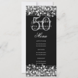 Invitation Elégant 50e anniversaire Menu Fête Lumière Argent